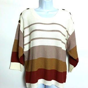New Misia Rib Knit Color Block Sweater Lar…